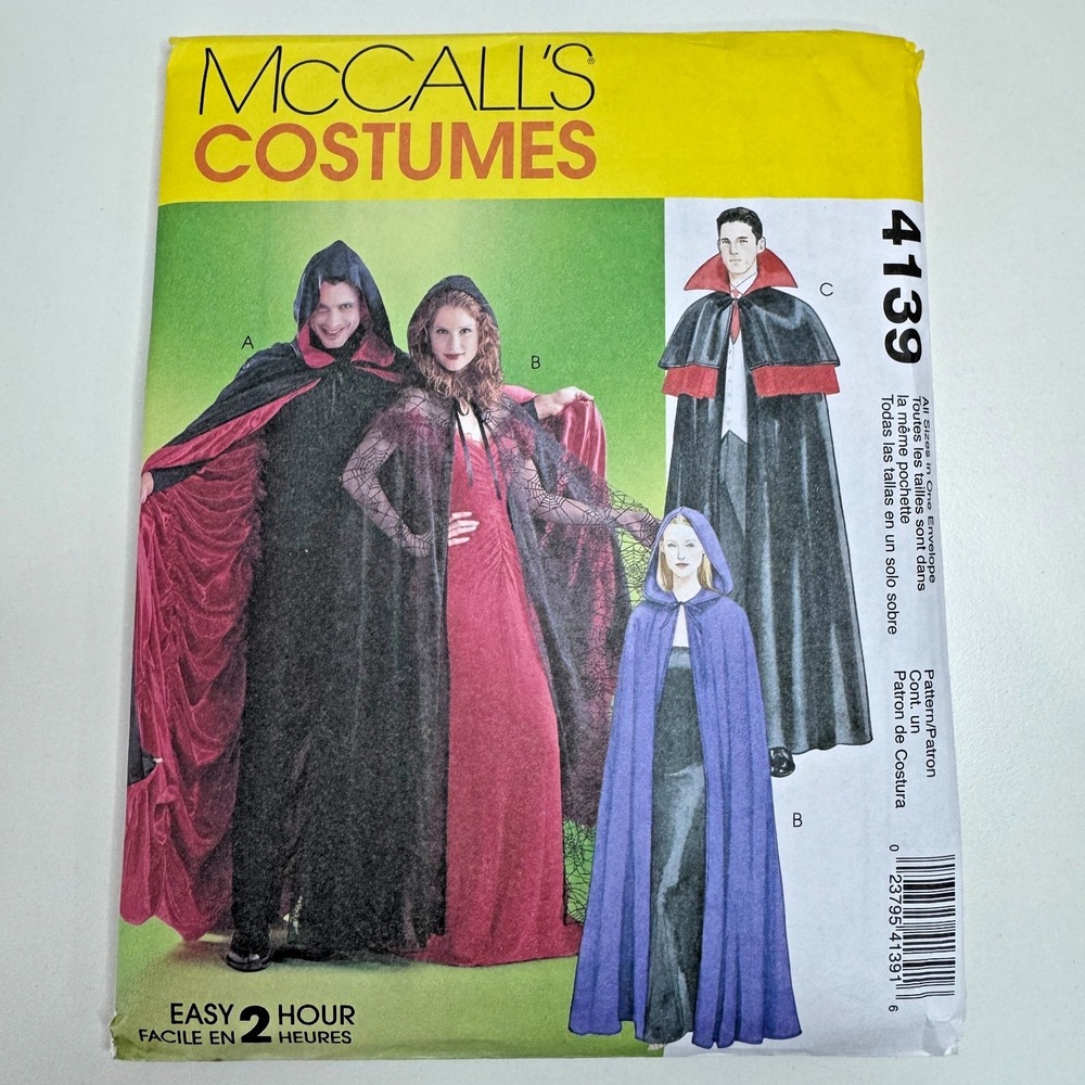 McCALLS 4139 Uncut Sewing‎ Pattern Cape S M L XL Costume Halloween Theater